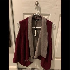 NWT open draped sleeveless cardigan wine colored